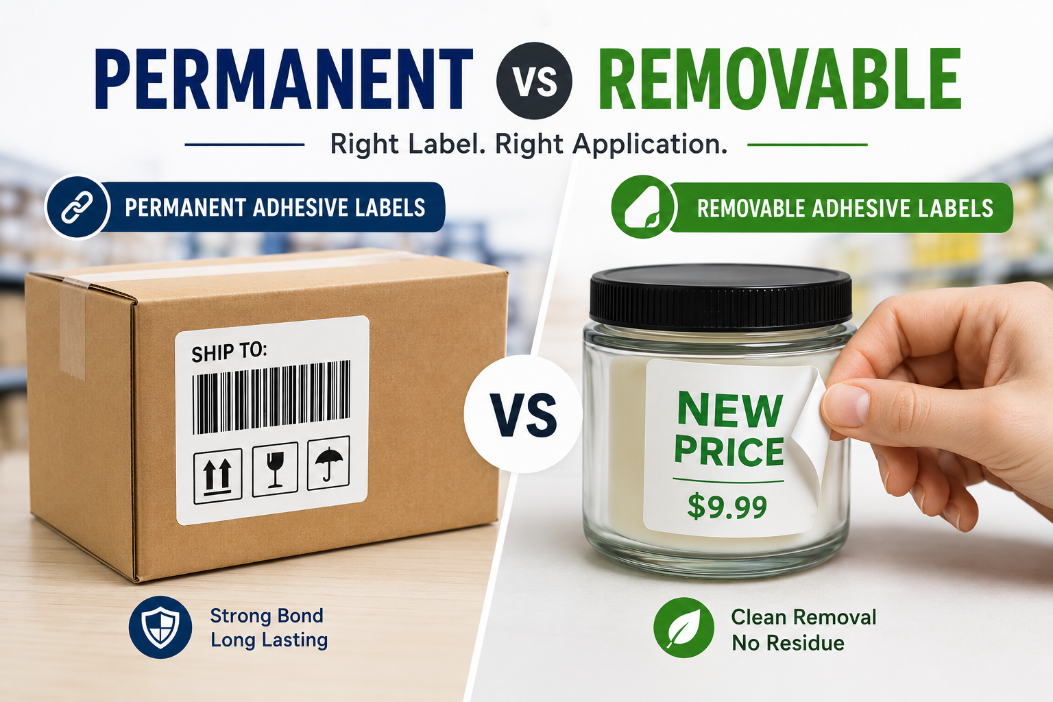 Permanent and Removable Adhesive Labels